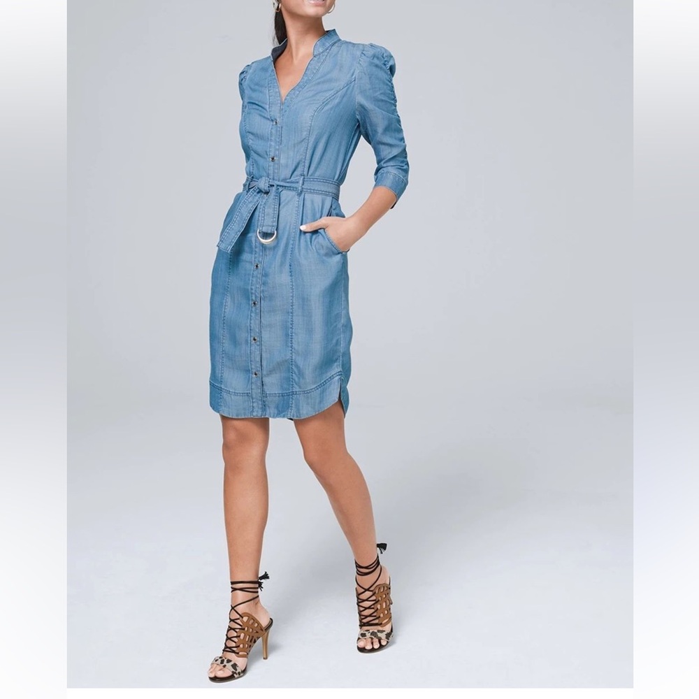White House Black Market silky soft denim shirt dress
